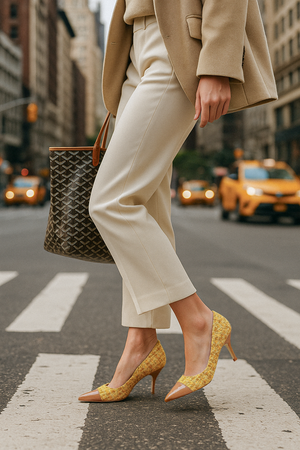 [NEW Limited Edition FW'25] Mustard Tweed Cap Toe Classic Pump