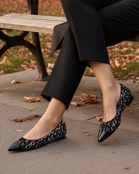 [Limited Edition FW'25] Black Fancy Tweed Cap Toe Flat