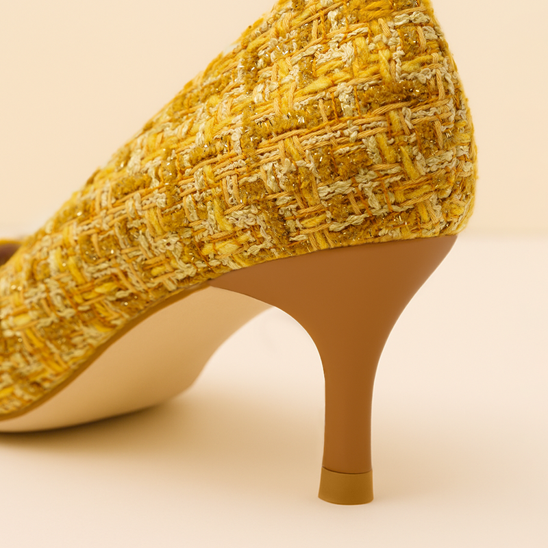 [NEW Limited Edition FW'25] Mustard Tweed Cap Toe Kitten Heel