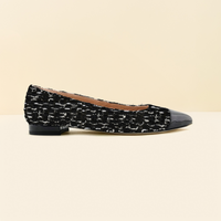 [Limited Edition FW'25] Black Fancy Tweed Cap Toe Flat