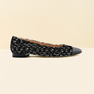 [Limited Edition FW'25] Black Fancy Tweed Cap Toe Flat
