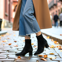 Black Suede Lower Block Sock Bootie