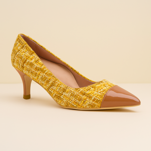 [NEW Limited Edition FW'25] Mustard Tweed Cap Toe Kitten Heel