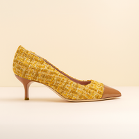 [NEW Limited Edition FW'25] Mustard Tweed Cap Toe Kitten Heel