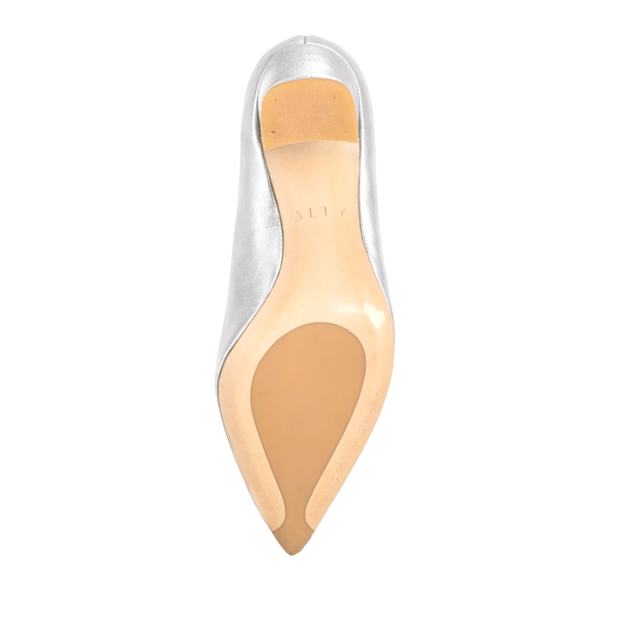 Silver Metallic Bold Block Heel for Women