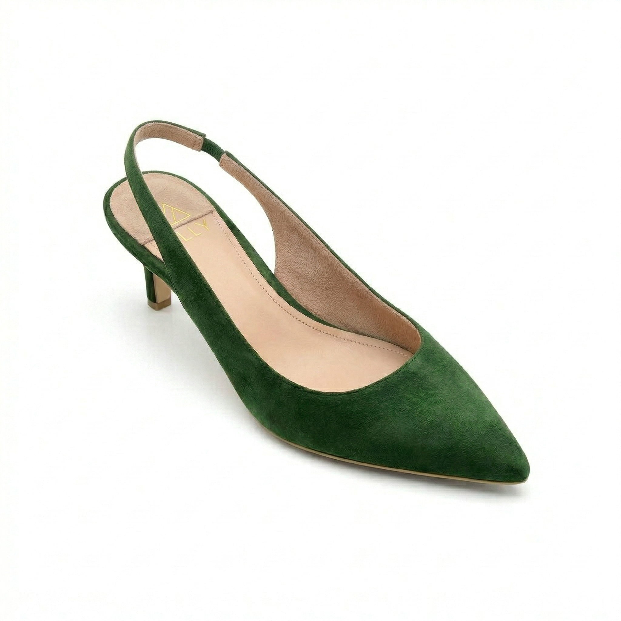 Emerald Suede Slingback Kitten Heel