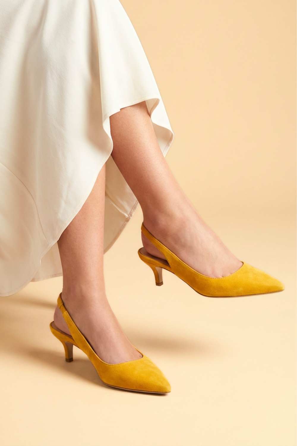 Sassy Saffron Suede Slingback Kitten Heel | ALLY Shoes – Ally Shoes