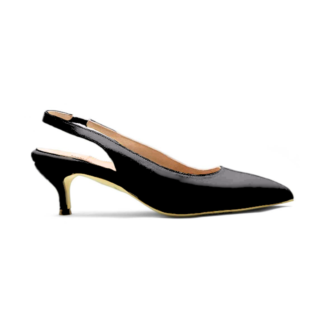 Black patent leather slingback shoes shop