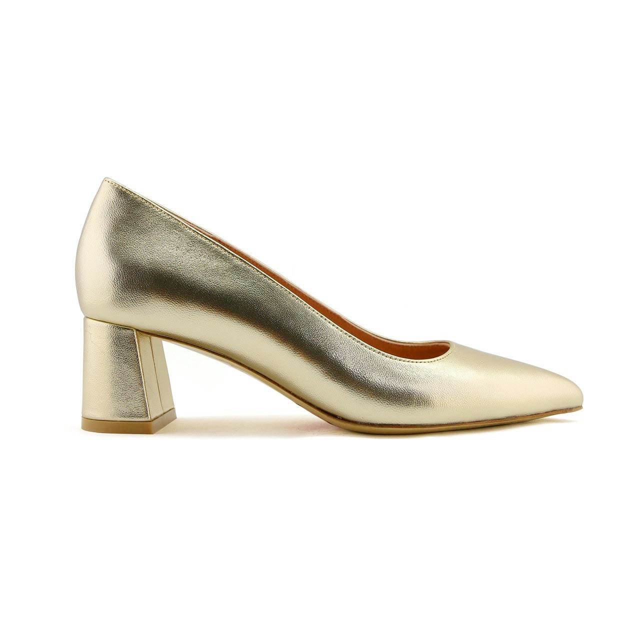 Champagne Gold Metallic Leather Lower Block Pump EU 41/US 9.5 / Extra Wide (D) Champagne Gold Metallic Leather Lower Block Pump EU 41/US 9.5 / Extra Wide (D)