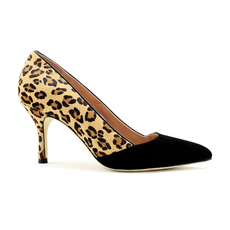 Black Suede / Fierce Leopard Haircalf Combo Pump