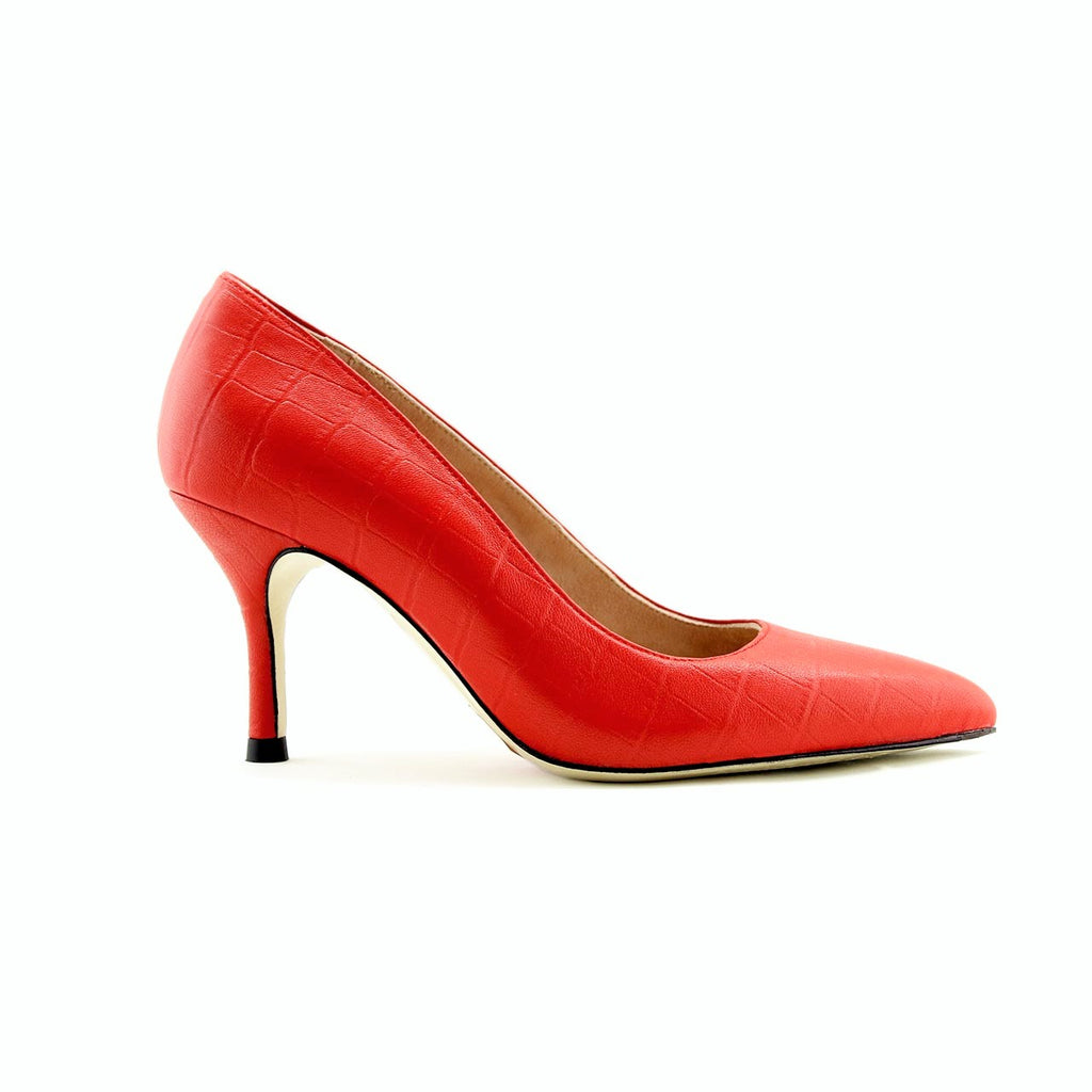 Scarlet Embossed Leather Pump