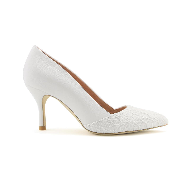 Lady Lace / White Leather Combo Pump