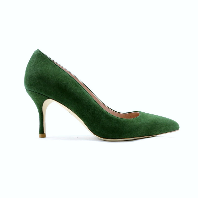 Emerald Green Heels w/ Simple Bow – WanderLuxe