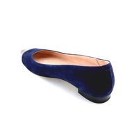 Noble Navy Suede with Black Patent Leather Cap Toe Flat