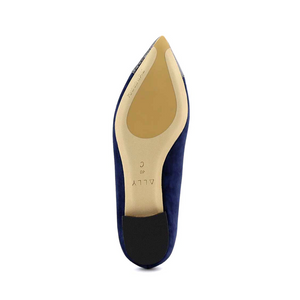 Noble Navy Suede with Black Patent Leather Cap Toe Flat