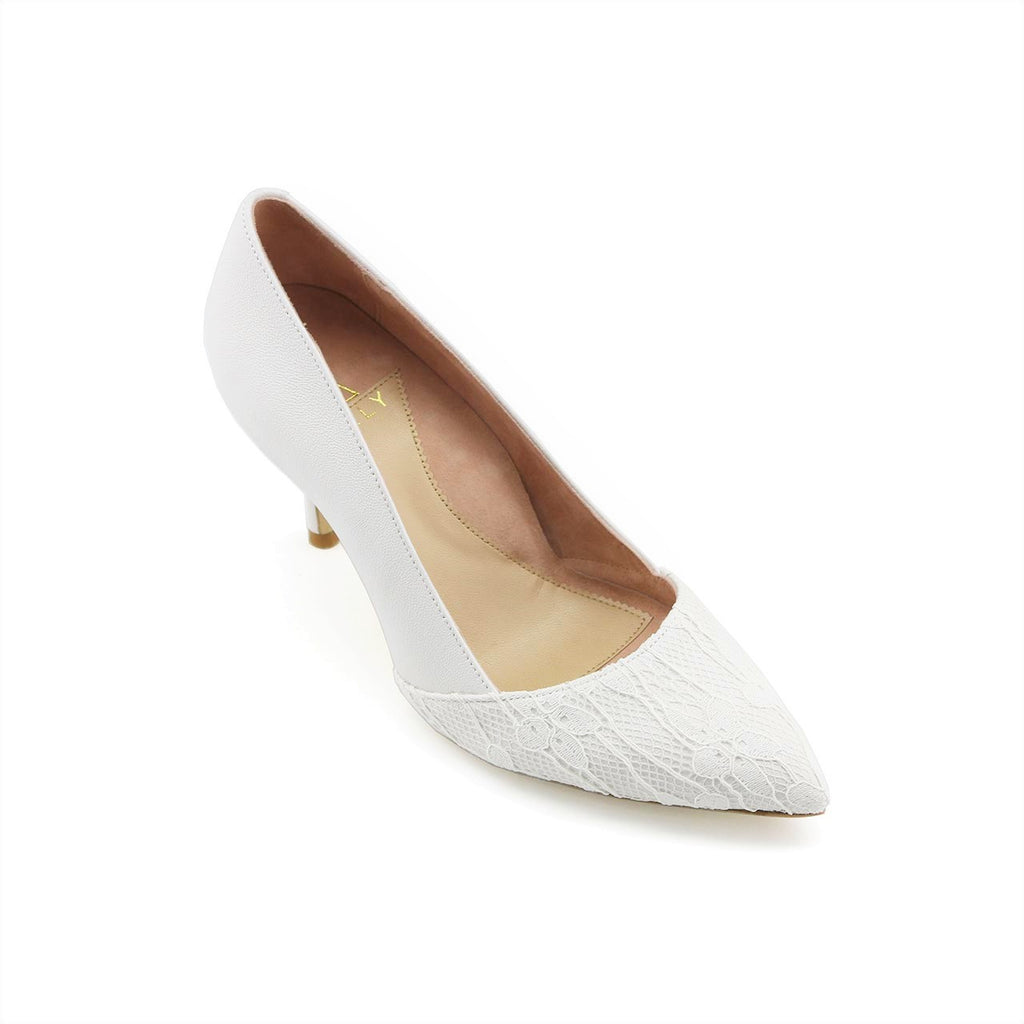 Lady Lace / White Leather Combo Pump