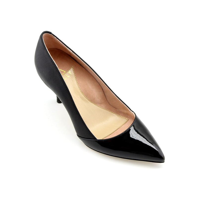 Black Patent / Black Leather Combo Pump