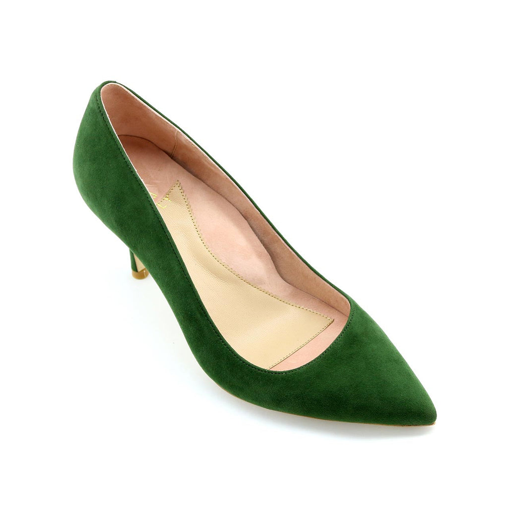 Emerald Suede Kitten Heel Pump