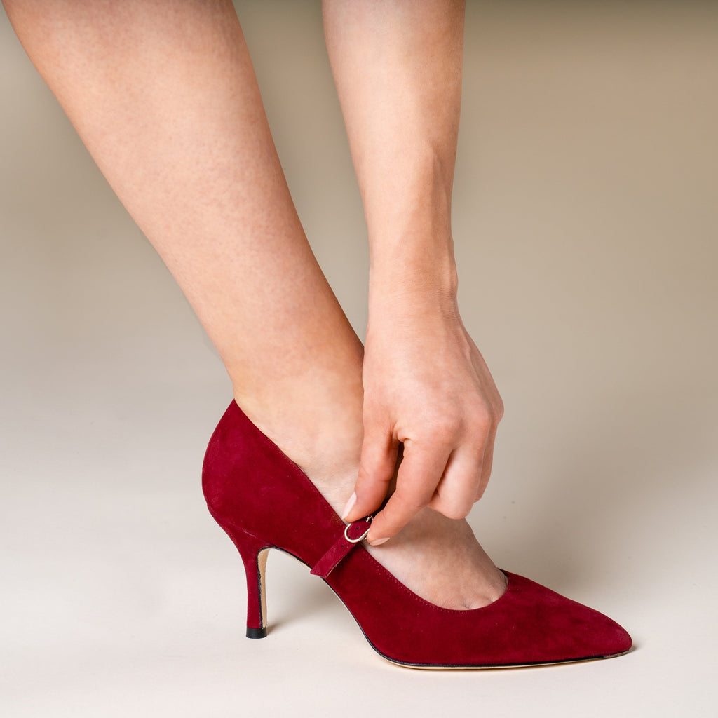 Gutsy Garnet Suede Mary Jane Pump