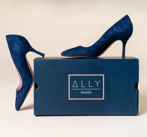 Noble Navy Suede Pump - Comfortable Heels - Ally Shoes