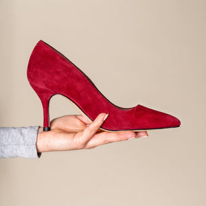 Gutsy Garnet Suede Pump - Comfortable Heels - Ally Shoes