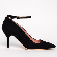 Black Suede Ankle Strap Pump