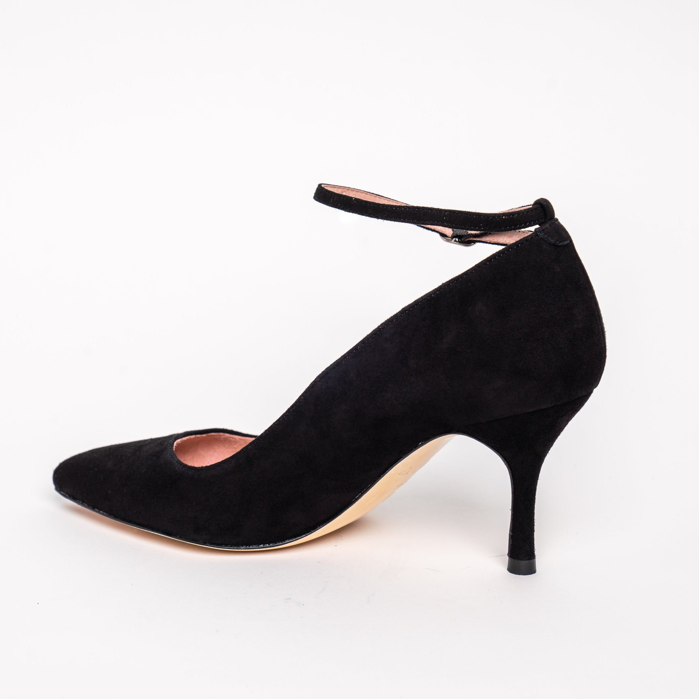 Ellarose black suede deals ankle strap heels