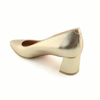 Champagne Gold Metallic Leather Lower Block Pump