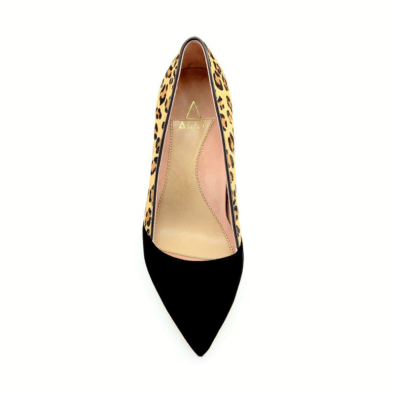 Black Suede / Fierce Leopard Haircalf Combo Pump