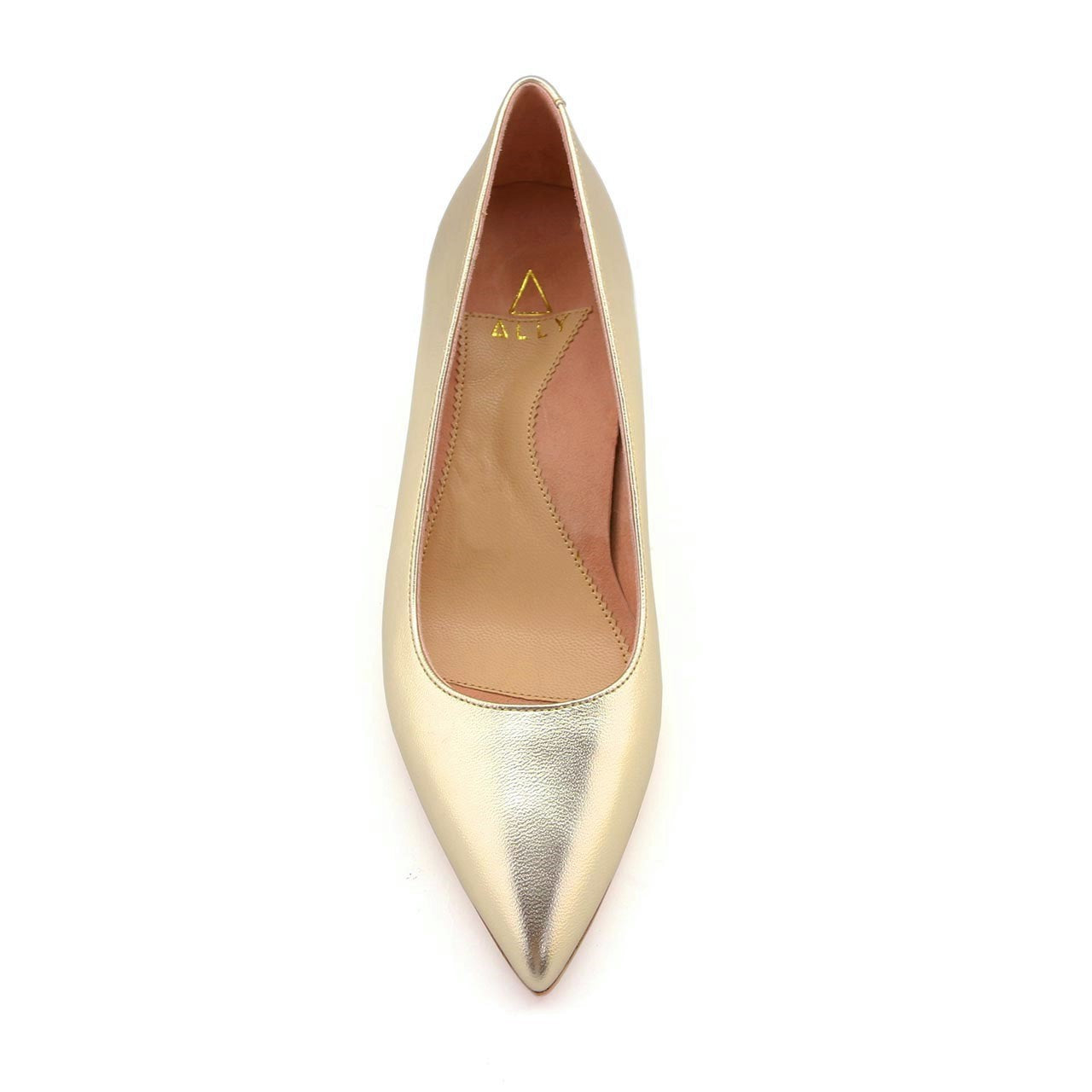 Extra Wide Metallic Leather Lower Block Pump