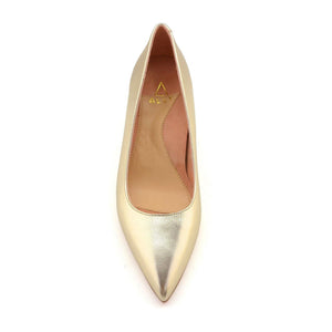 Champagne Gold Metallic Leather Ankle Strap Pump