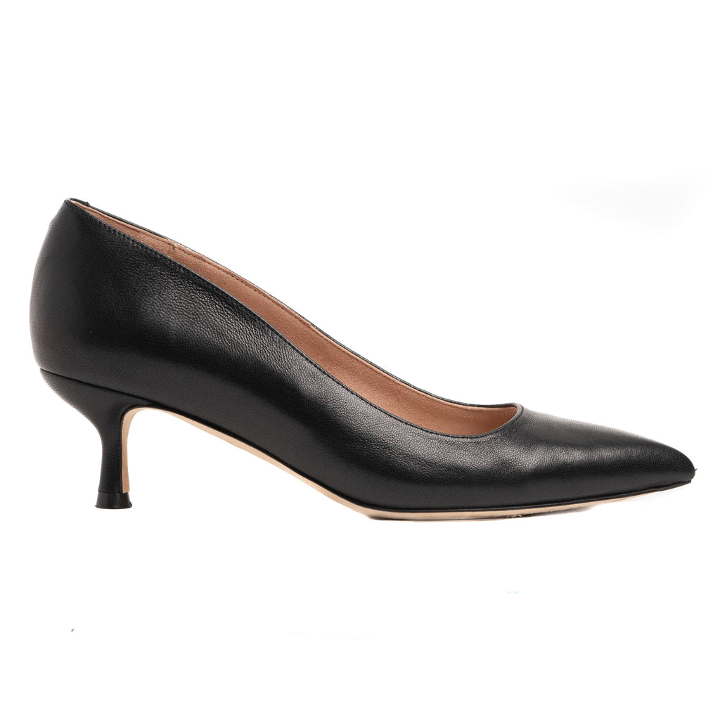 Sand Embossed Leather Kitten Heel