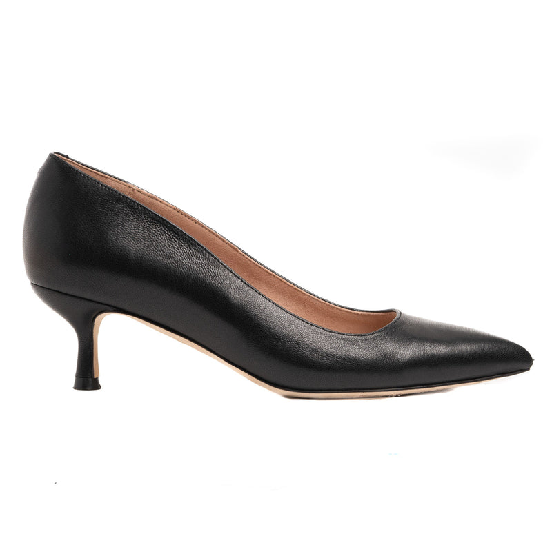 Good Night Navy Leather Kitten Heel