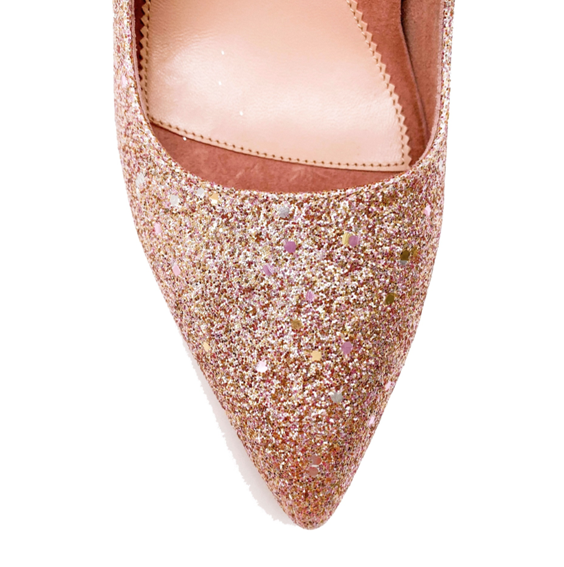 Rose Gold Glitter Kitten Heel