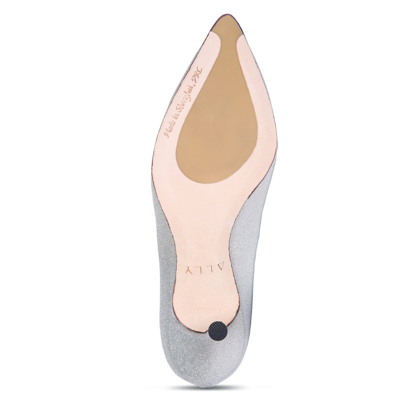 Silver Shimmer Ankle Strap Pump