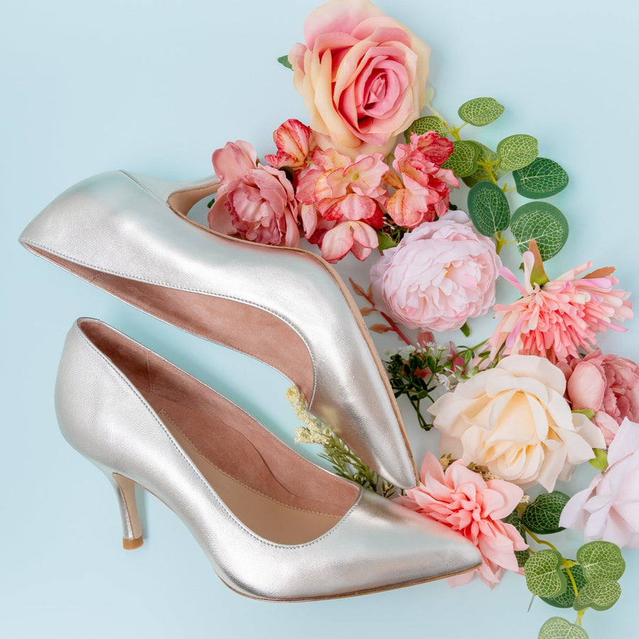 Silver Metallic Leather Classic Pump