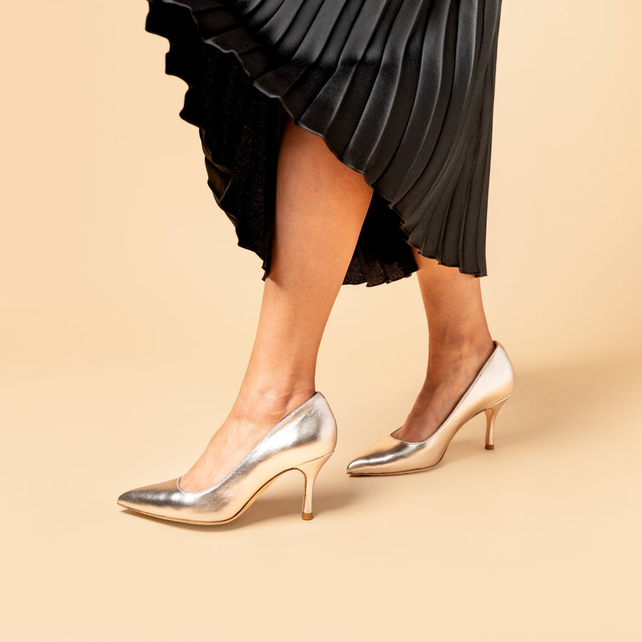 Silver Metallic Leather Classic Pump