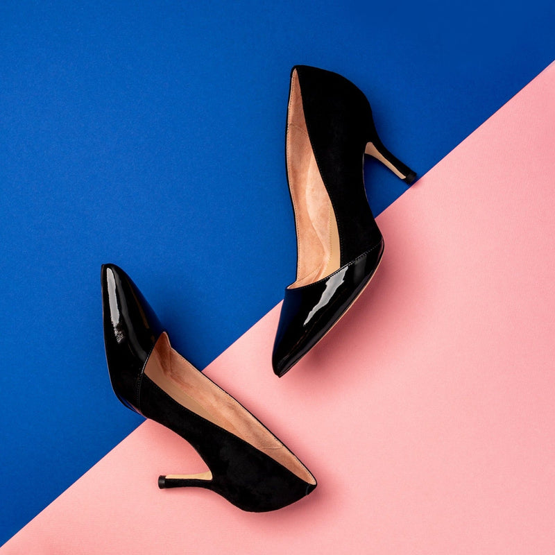 [SAMPLE] Black Patent / Black Suede Combo Pump