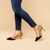 Black Suede / Fierce Leopard Haircalf Combo Pump