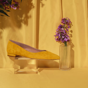 Sassy Saffron Suede Forever Flat