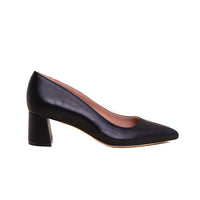 Good Night Navy Leather Lower Block Heel 2-inch