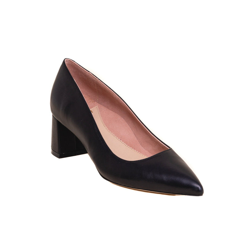 Good Night Navy Leather Lower Block Heel