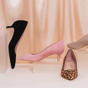 Black Suede Kitten Heel