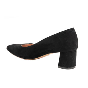 Black Suede Lower Block Heel