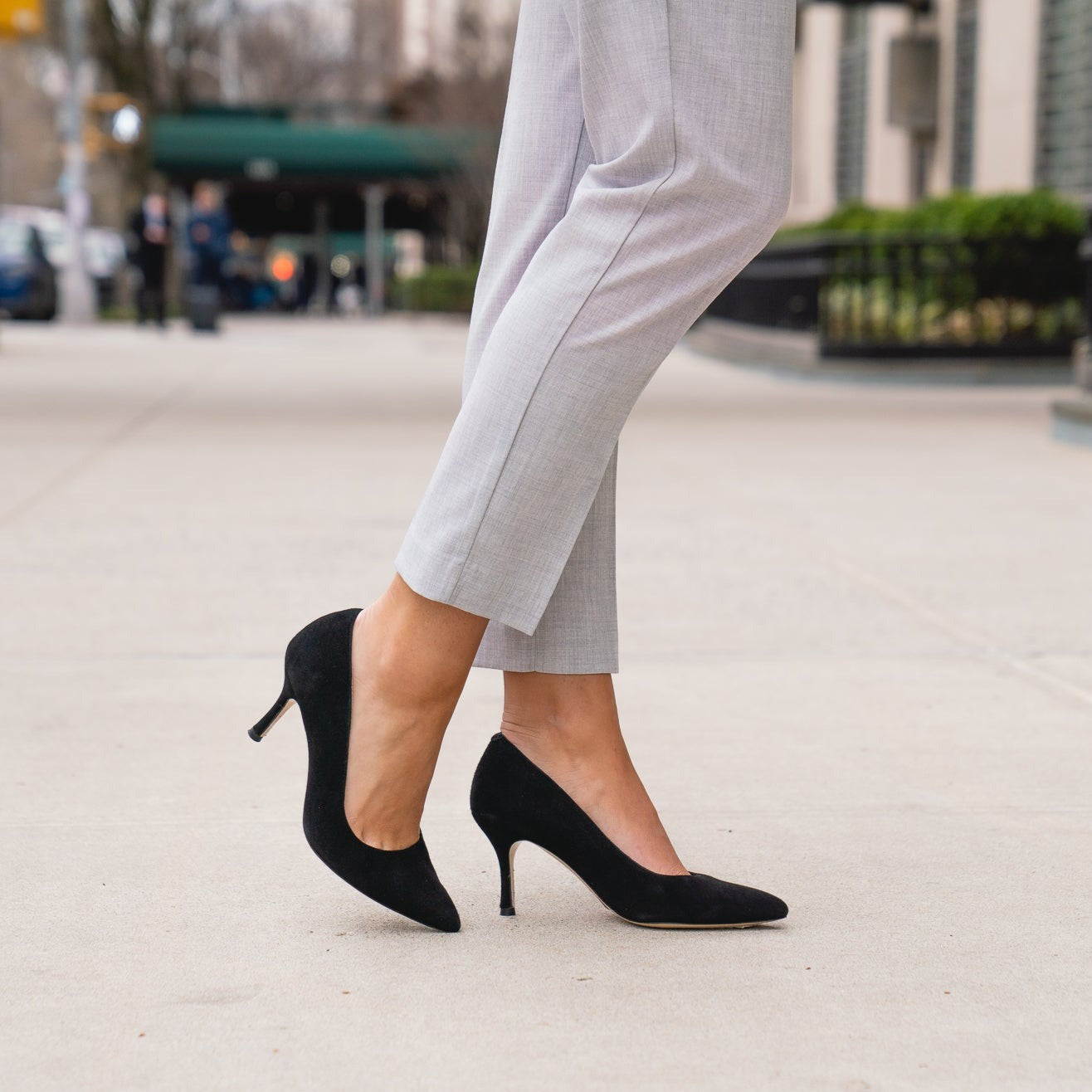 Black Suede Pump - Comfortable Heels - Ally Shoes