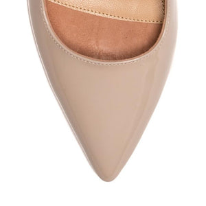 [SAMPLE] Tender Taupe Patent Leather Lower Block Heel