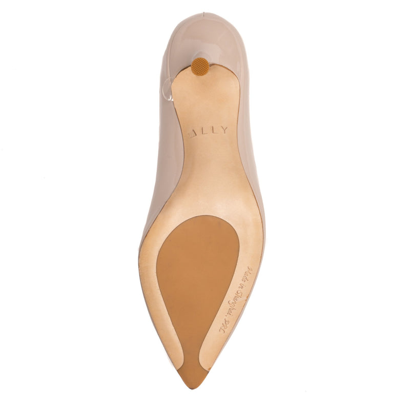 Tender Taupe Patent Leather Kitten Heel
