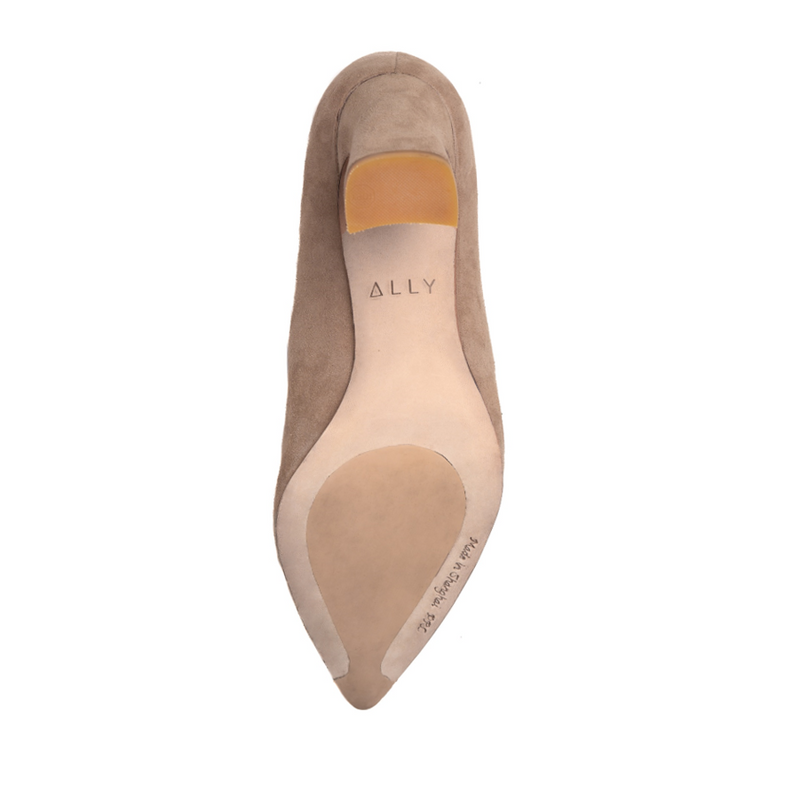 Faux Suede Low Block Heels | Memory Foam Court Shoe - Footwear Studio