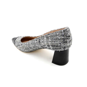 [Archive - Limited Edition '22] Gray Tweed Cap Toe Lower Block Heel Pump