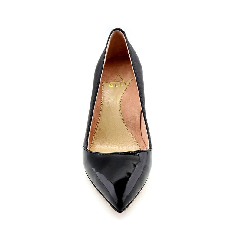 Black Patent / Black Leather Combo Pump